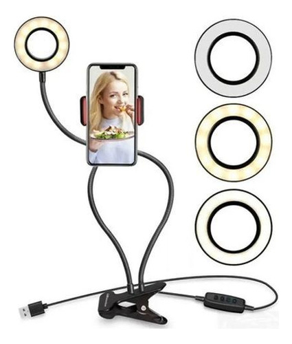 Ring Light Iluminador Circulo Led De Mesa Com Clip On 360