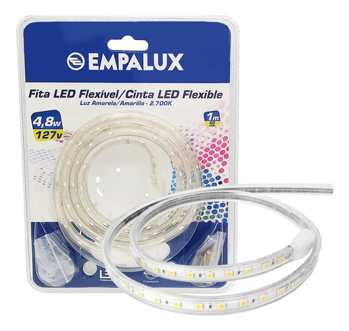 Fita Led 4,8w 127v Ip66 1mt Branco Quente Com Driver