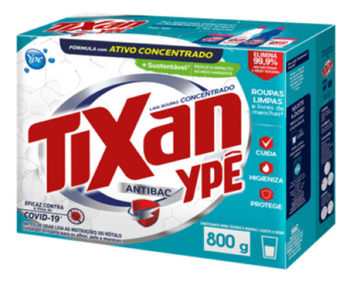 2x Lava Roupas Em Pó Tixan Ypê Antibac Cartucho 800 G 1 X 80