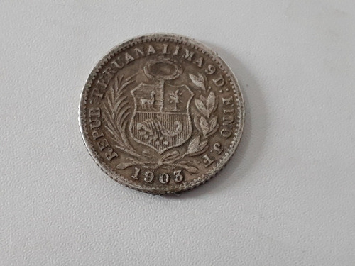 Moneda Peru 1/2  Dinero 1903 Plata 0.900 ( X945