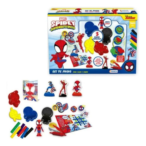 Set De Masas Con 3 Moldes 3d Spidey Marvel Color Rojo