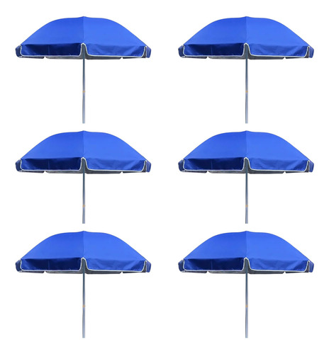 Sombrilla De Jardín O Playa 3 Metros De Díametro Azul (6 Piezas) Con Protector Uv Global Imports Sombrilla Playera Reforzada Alta Calidad Con Rompevientos