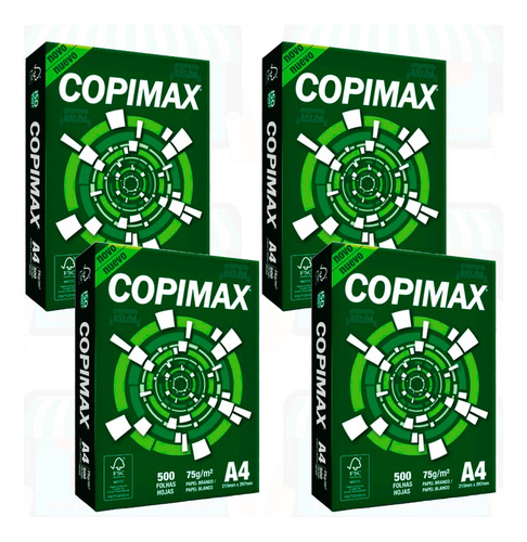 4 Paquetes Papel Fotocopia Copimax A4 75 Gramos  X 500 Hojas