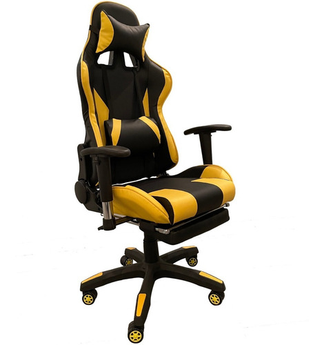 Silla Pc Gamer 06 Amarilla 2 Almohadones/apoyapies 6 Cuotas