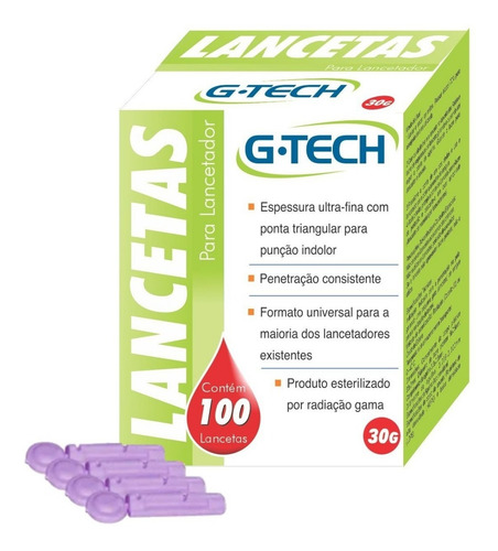 Kit 1 Cx Lanceta Para Lancetador Glicemia Agulha 30g C 100u