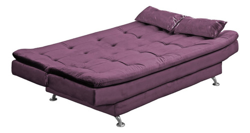 Sofá Cama Veludo 3 Lugares Com 2 Almofadas Salomé Diwt