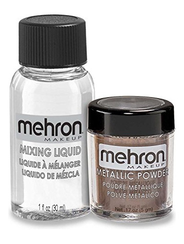 Polvo Metálico Mehron Con Líquido Mezclador -opción Bronce -