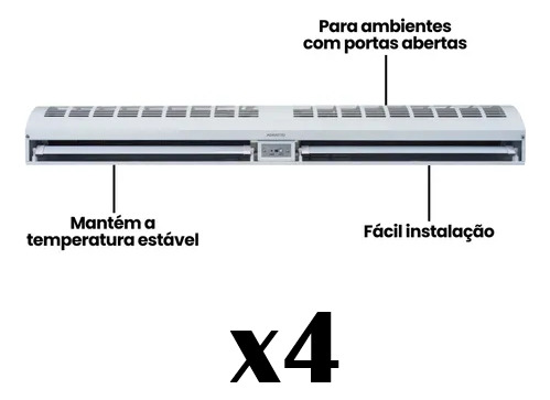 Kit 4 Cortinas De Ar 120cm Com Controle Remoto Agratto 220v