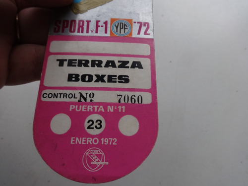 Entrada Sp Autódromo Año 1972 Formula Uno F1 Reutemann (Usado)