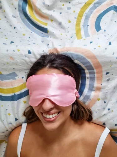 Máscara de Dormir Tapa Olho Rosa Corações