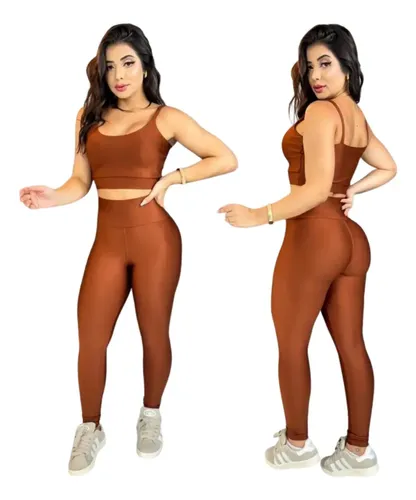 Top Com Calça Academia Feminino Fitness Legging Conjunto