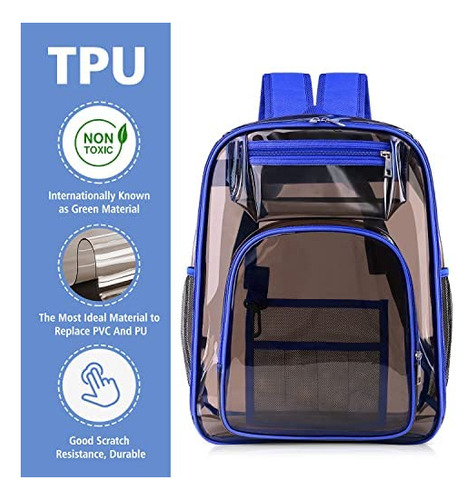 Mochila Escolar Con Diseño Transparente Y Práctico- Azul