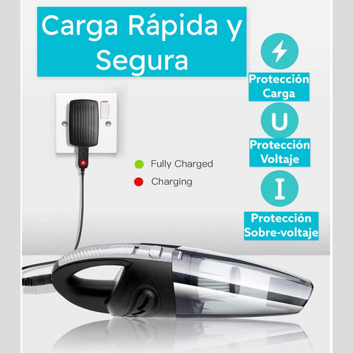 Imagen 3 de 10 de Aspiradora Inalámbrica Alta Potencia Recargable Accesorios