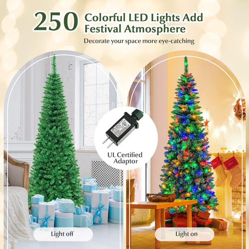 Árbol De Navidad Artificial Preiluminado 1.98 M 250 Luces Le