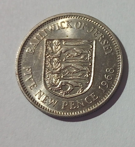 Moneda De Jersey 1968 5 New Pence -xf. Km.31