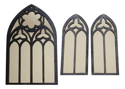 3 Espejos De Pared Góticos, Espejos Decorativos De Dorado