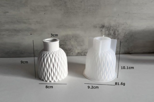 Molde De Silicona Florero Facetado Yeso Cemeto Resina Blanco