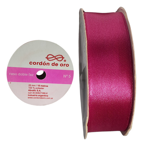 Cinta De Raso Doble Faz N°5 25mm X Rollo 10mts Rubi Cordón De Oro