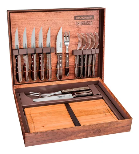 Kit Churrasco Tramontina Polywood 15 Peças Inox 21198/970