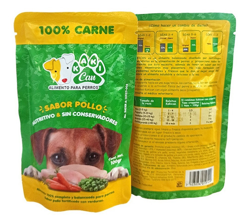 Alimento Para Perro Kakican 24 Sobres 100 Grs C/u Pollo