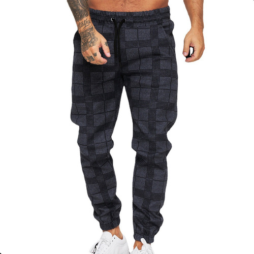 Pantalón Ajustado Casual A Cuadros Para Hombre Casual 