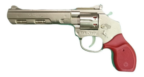 Imagen 3 de 3 de Revolver Largo De Juguete Plastic De Fogueo + 72 Fulminantes