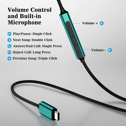 Audífonos Acaget, Microfono/celeste Y Negro/usb C