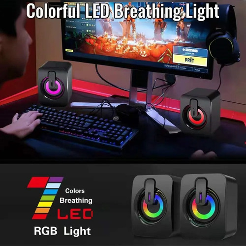 Wv Mini Altavoz De Escritorio Rgb Usb 2.0 De 3,5 Mm De