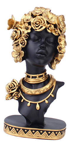 Estatua De Mujer Africana, Figura De Señora, Estilo A Negro
