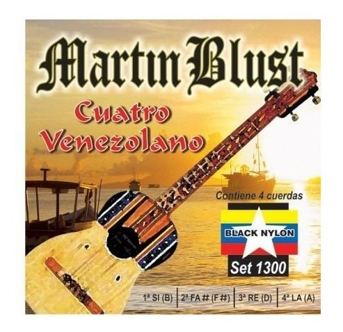 Encordado De Nylon Negro Cuatro Venezolano Martin Blust 1300