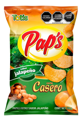 3 Pack Papas Fritas Estilo Caseras Jalapeño Pap's Totis 170