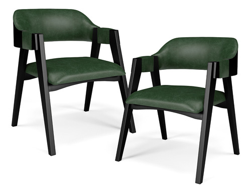 Kit 2 Cadeiras De Jantar Suran Preto Couríssimo Verde Musgo