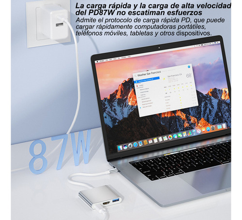 Adaptador Hub Usb C A Hdmi 3 En 1 Para Macbook Pro,air,iPad 4k30hz Gomita