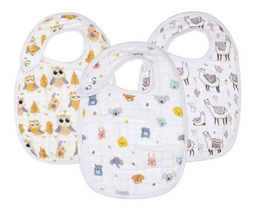 Snap Muselina Baberos Hecho De 100% Algodón (3 Pack) - 3 Abs
