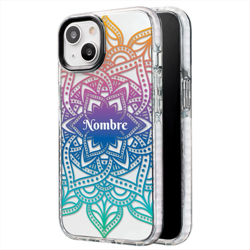 Funda Para iPhone Mandala Colores Personalizada Con Nombre