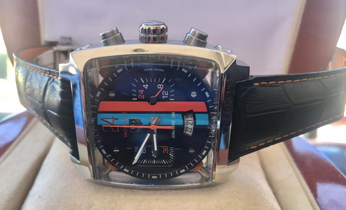 Relógio Masculino Tag Mônaco Pulseira De Couro