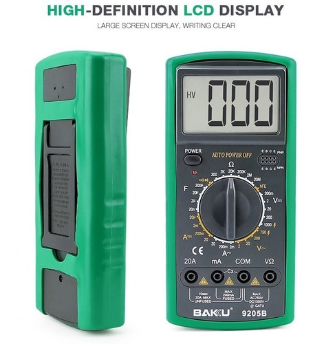 Imagen 9 de 10 de Multímetro Digital Profesional Baku Bk 9205 B 20amps