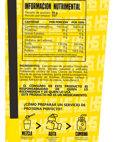 Hs Supplements Hiper Sport Proteína Zero 6 Kg Vainilla