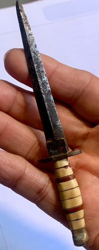 Antiguo Mini Puñal Tipo Daga Mujer Toledano Marfil Y Marrón (Usado)