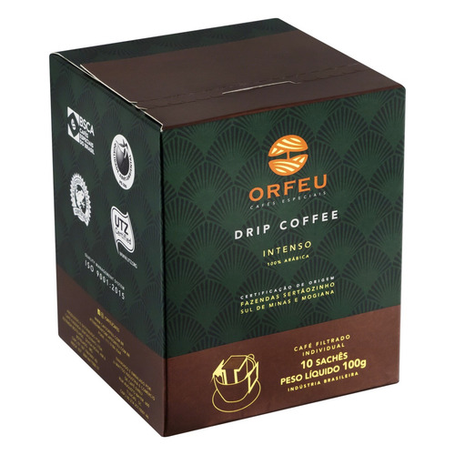 Imagem 3 de 3 de Café Filtrado Intenso Orfeu Drip Coffee Caixa 100g 10 Unidades