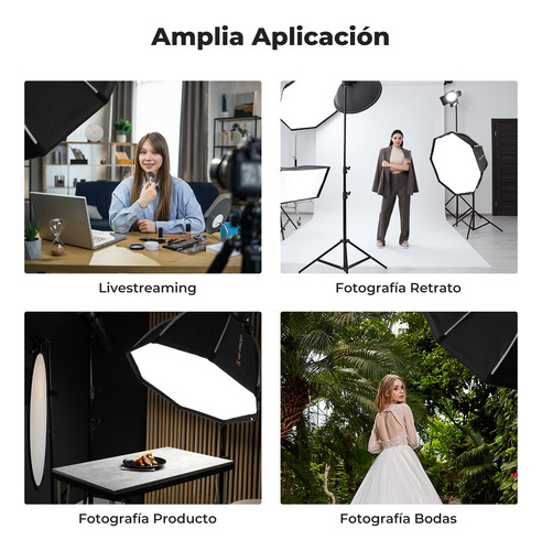 Softbox K&f De 35/90 Cm, Octogonal, Cierre Rápido, Soporte B