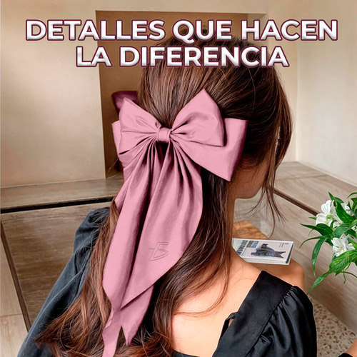Moño Gigante Brillante 40cm Acabado Fino Clip Para Cabello Color Rosa Ele-Gate