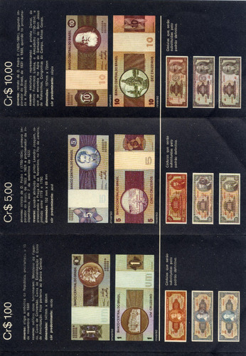 Folder Original Banco Central Cédulas De Cruzeiro - 1970