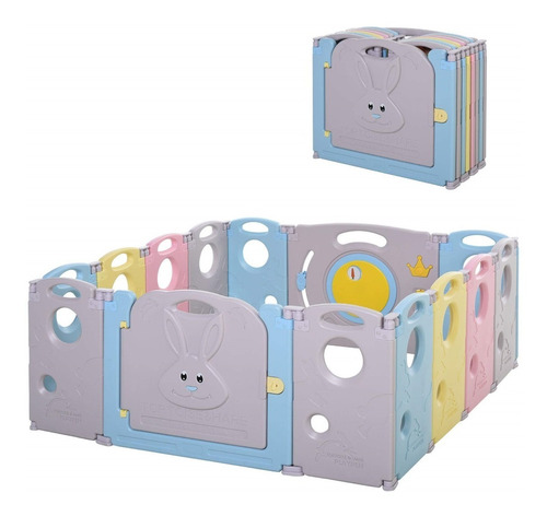 Corral De Plástico Bebés Playpen Mul-c Plegable 16+2 Paneles