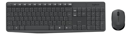 Kit Teclado e Mouse sem fio MK235 Com Conexão USB e Layout ABNT2 Cor Cinza Logitech