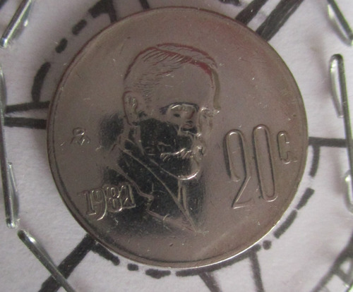 Imagen 1 de 6 de Moneda $20 Centavos Francisco I. Madero (error) 