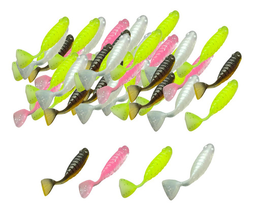 30x Señuelos De Pesca, Gusanos De Pesca Ondulados, Suaves,