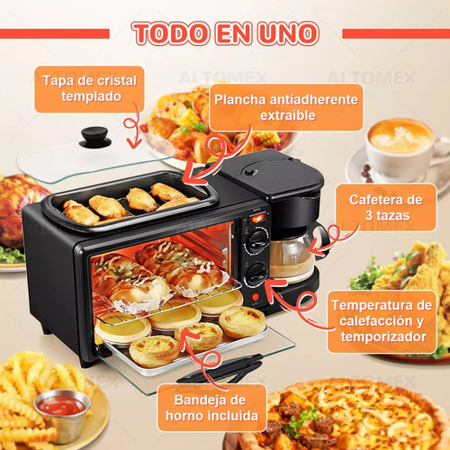 Estación De Desayuno Horno 3 En1 De Microondas Con Cafetera