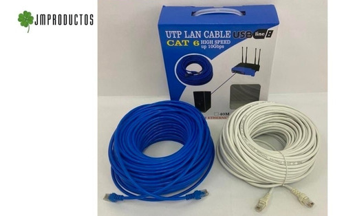 Cable De Red Ethertnet 40 Metros Rj45 Categoria 6