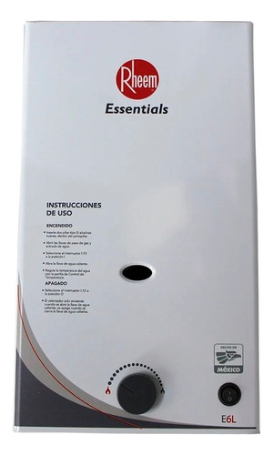 Boiler De Paso Instantaneo Rheem 6l Gas Natural